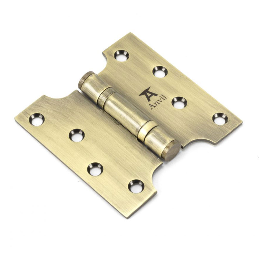 From the Anvil 4 Inch (102mm x 102mm) Parliament Hinge (Sold in Pairs) - Aged Brass